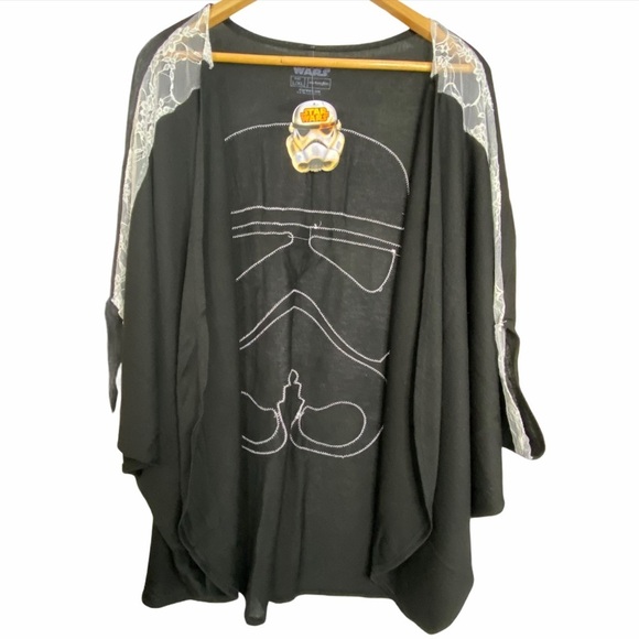 Star Wars White Lace Storm Trooper Black Knit Dolman Cardigan S/M Small Medium - Picture 2 of 7